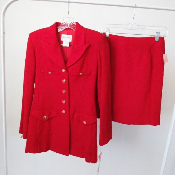 Hugo Buscati Dresses & Skirts - VINTAGE 1980s/1990s HUGO BUSCATI Milano Red Mini Skirt & Jacket Matching Set-2